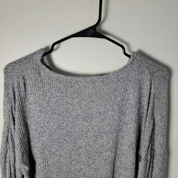 Lucky Brand Gray Knit Top | Tie Bow Bell Sleeves | Elegant Longsleeve | Small - Picture 5 of 5